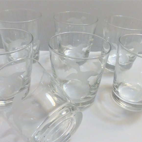 7 WHISKEY GLASSES Frosted w/ Etched Geese Bird Hunting Camp Vintage Shot Glass - Picture 1 of 10